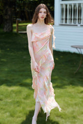 Coral Chiffon Maxi Dress